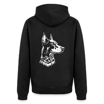 Doberman Dog Mountain - Unisex Premium Organic Zip Hoodie - black - Back - Nico (187cm)