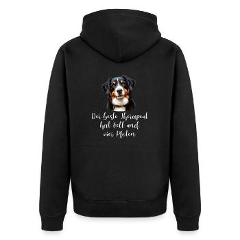 Der beste Therapeut hat Fell und vier Pfoten - Unisex Premium Bio Zip Hoodie - Schwarz - Hinten - Nico (187cm)