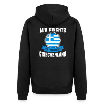 Mir reichts ich flieg nach Griechenland Urlaub - Unisex Premium Bio Zip Hoodie - Schwarz - Hinten - Nico (187cm)