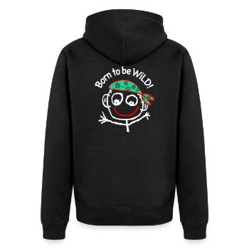 Pirat Born to be wild Kopftuch Comic Graffiti Meer - Unisex Premium Bio Zip Hoodie - Schwarz - Hinten - Nico (187cm)