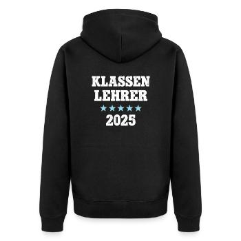 Klassenlehrer 2025 Beruf Studium Lehramt Student - Unisex Premium Bio Zip Hoodie - Schwarz - Hinten - Nico (187cm)