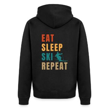 Manger dormir ski répéter - Veste à capuche bio Premium Unisexe - noir - Dos - Nico (187cm)