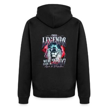 Legenden wurden 2007 geboren - Unisex Premium Bio Zip Hoodie - Schwarz - Hinten - Nico (187cm)