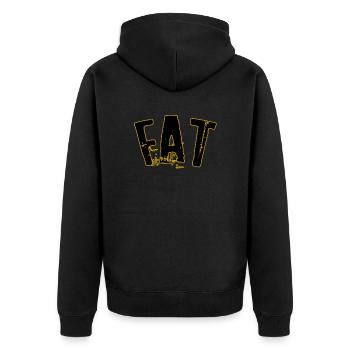 Fat - Unisex Premium Bio Zip Hoodie - Schwarz - Hinten - Nico (187cm)