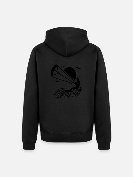Kitesurfer silhouette, kitesurfing adventure design - Unisex Premium Organic Zip Hoodie - black