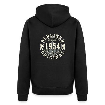 70. Geburtstag 2024 Berliner Original Geschenk - Unisex Premium Bio Zip Hoodie - Schwarz - Hinten - Nico (187cm)