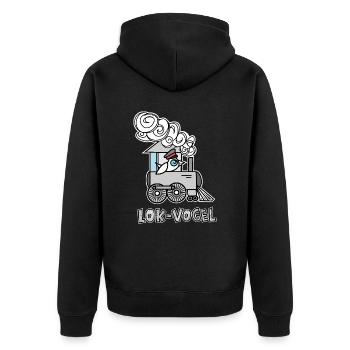 Lok-Vogel in der Bahn ist kein Zug Vogel Kinder - Unisex Premium Bio Zip Hoodie - Schwarz - Hinten - Nico (187cm)