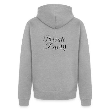 Private party - Unisex Premium Bio Zip Hoodie - Grau meliert - Hinten - Nico (187cm)