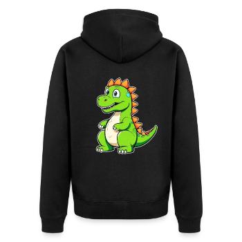 Niedlicher Comic Dinosaurier - Unisex Premium Bio Zip Hoodie - Schwarz - Hinten - Nico (187cm)