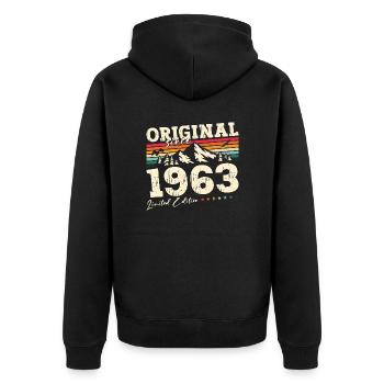 61 . Anniversaire Original 1963 Millésime 1963 - Veste à capuche bio Premium Unisexe - noir - Dos - Nico (187cm)