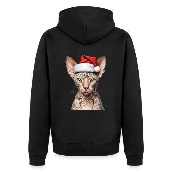 Weihnachts-Sphynx-Katze - Unisex Premium Bio Zip Hoodie - Schwarz - Hinten - Nico (187cm)