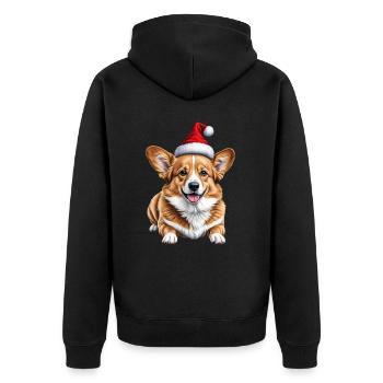 Cute Christmas corgi dog - Unisex Premium Organic Zip Hoodie - black - Back - Nico (187cm)