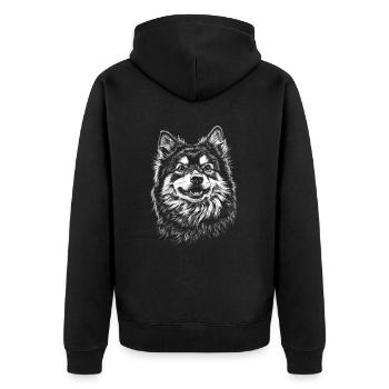 Finnischer Lapphund Portrait Hunde Hund - Unisex Premium Bio Zip Hoodie - Schwarz - Hinten - Nico (187cm)