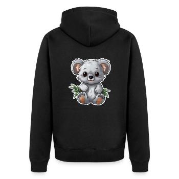 Süßer Koala mit Eukalyptus-Blättern - Unisex Premium Bio Zip Hoodie - Schwarz - Hinten - Nico (187cm)