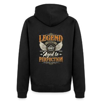 Légende Depuis 1987 Vintage Vintage Anniversaire - Veste à capuche bio Premium Unisexe - noir - Dos - Nico (187cm)