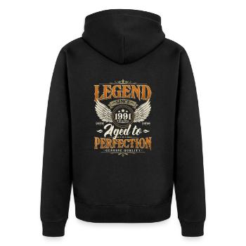 Légende Depuis 1991 Vintage Vintage Anniversaire - Veste à capuche bio Premium Unisexe - noir - Dos - Nico (187cm)