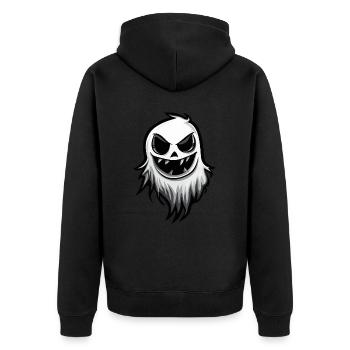 Geist Halloween Comic - Unisex Premium Bio Zip Hoodie - Schwarz - Hinten - Nico (187cm)