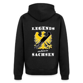 Legends of Saxony - Unisex Premium Bio Zip Hoodie - Schwarz - Hinten - Nico (187cm)