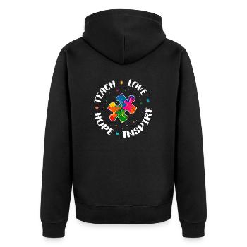 Sensibilisation à l’autisme Teacher Shirt Teach Hope Love - Veste à capuche bio Premium Unisexe - noir - Dos - Nico (187cm)