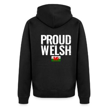 Proud Welsh Wales Welsh Flag Welsh - Unisex Premium Organic Zip Hoodie - black - Back - Nico (187cm)