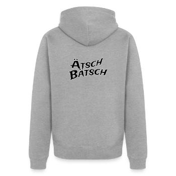 Ätsch bätsch - Unisex Premium Bio Zip Hoodie - Grau meliert - Hinten - Nico (187cm)