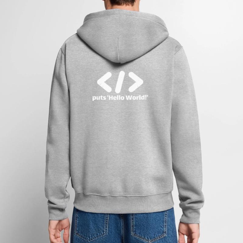 hello world programming ruby Unisex Premium Organic Zip Hoodie