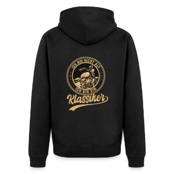 Ich Bin Nicht Alt Ich Bin Ein Klassiker Motorrad - Unisex Premium Bio Zip Hoodie - Schwarz - Hinten - Nico (187cm)