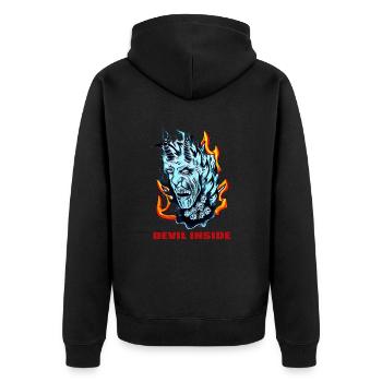 DEVIL - Unisex Premium Bio Zip Hoodie - Schwarz - Hinten - Nico (187cm)