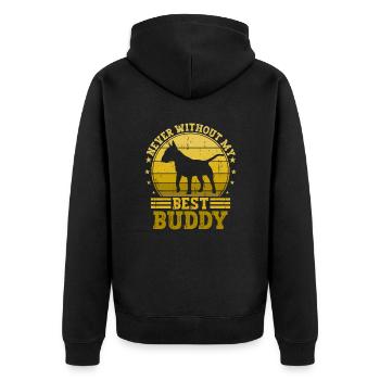 Never without my Bull Terrier - Unisex Premium Organic Zip Hoodie - black - Back - Nico (187cm)