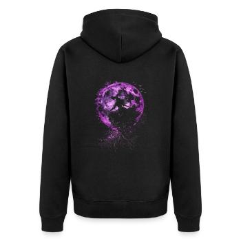 Witch Broom Halloween Purple Moon - Unisex Premium Organic Zip Hoodie - black - Back - Nico (187cm)
