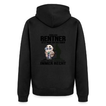 Opa Rentner im Ruhestand "Senior macht Rente" - Unisex Premium Bio Zip Hoodie - Schwarz - Hinten - Nico (187cm)