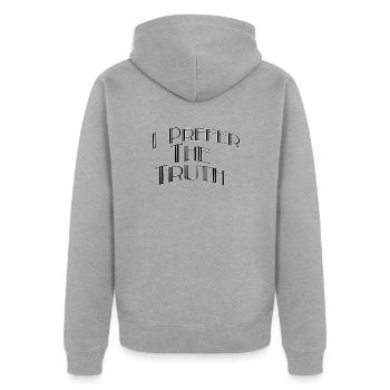 I prefer the truth - Unisex Premium Bio Zip Hoodie - Grau meliert - Hinten - Nico (187cm)