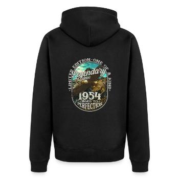 Legendary since 1954 - Unisex Premium Organic Zip Hoodie - black - Back - Nico (187cm)