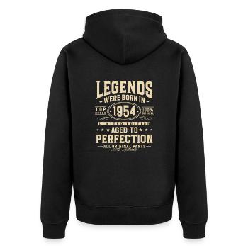 Legenden wurden 1954 geboren - Unisex Premium Bio Zip Hoodie - Schwarz - Hinten - Nico (187cm)