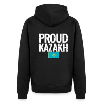 Proud Kazakh Kasachstan Kasachische Flagge Kasache - Unisex Premium Bio Zip Hoodie - Schwarz - Hinten - Nico (187cm)