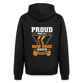 Proud Owner of a new Knee - Unisex Premium Bio Zip Hoodie - Schwarz - Hinten - Nico (187cm)
