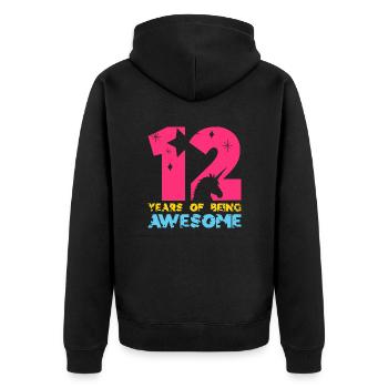 12 ANS D’ÊTRE UNE LICORNE GÉNIALE 12E ANNIVERSAIRE - Veste à capuche bio Premium Unisexe - noir - Dos - Nico (187cm)
