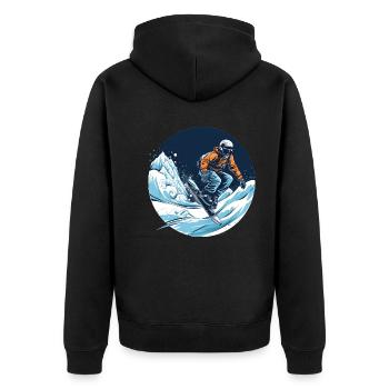 Snowboarding or skiing and then après ski - Unisex Premium Organic Zip Hoodie - black - Back - Nico (187cm)