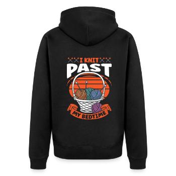 I knit past my bedtime - Unisex Premium Bio Zip Hoodie - Schwarz - Hinten - Nico (187cm)