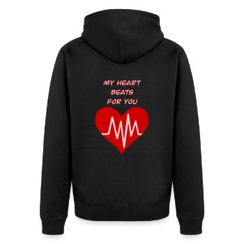Mon coeur bat pour toi - Veste à capuche bio Premium Unisexe - noir - Dos - Nico (187cm)