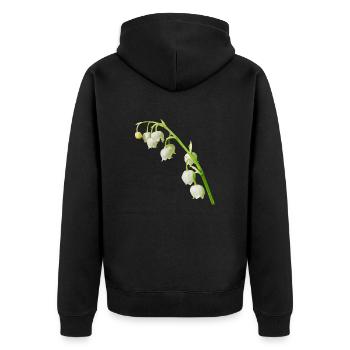 Maiglöckchen Frühling - Unisex Premium Bio Zip Hoodie - Schwarz - Hinten - Nico (187cm)