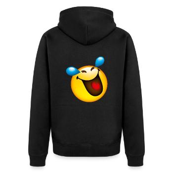 Smiley Smile - Unisex Premium Bio Zip Hoodie - Schwarz - Hinten - Nico (187cm)