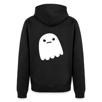 Sehr unglücklicher Geist (wütender Geist) - Unisex Premium Bio Zip Hoodie - Schwarz - Hinten - Nico (187cm)