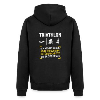 Triathlon - Unisex Premium Bio Zip Hoodie - Schwarz - Hinten - Nico (187cm)