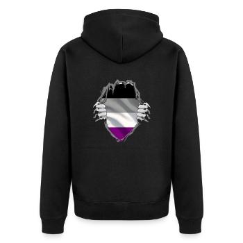 ASEXUELL - Pride Flag - Unisex Premium Bio Zip Hoodie - Schwarz - Hinten - Nico (187cm)