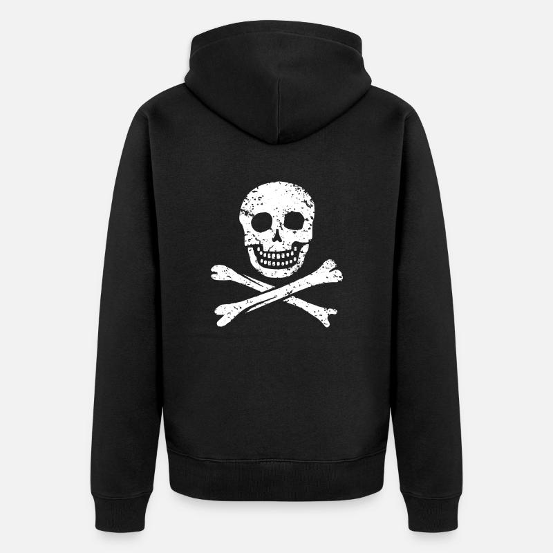 Crâne & Os croisés - En détresse - Veste à capuche bio Premium Unisexe - noir