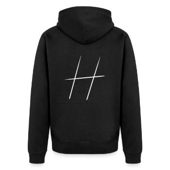 Letter H - Unisex Premium Organic Zip Hoodie - black - Back - Nico (187cm)