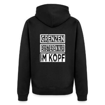 geburtstagsgeschenk sport cool gym work out - Unisex Premium Bio Zip Hoodie - Schwarz - Hinten - Nico (187cm)
