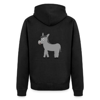 Esel - Unisex Premium Bio Zip Hoodie - Schwarz - Hinten - Nico (187cm)