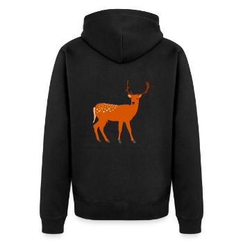 Deer, Roe deer, Roe deer, Game, Forest, Reindeer, Reindeer - Unisex Premium Organic Zip Hoodie - black - Back - Nico (187cm)